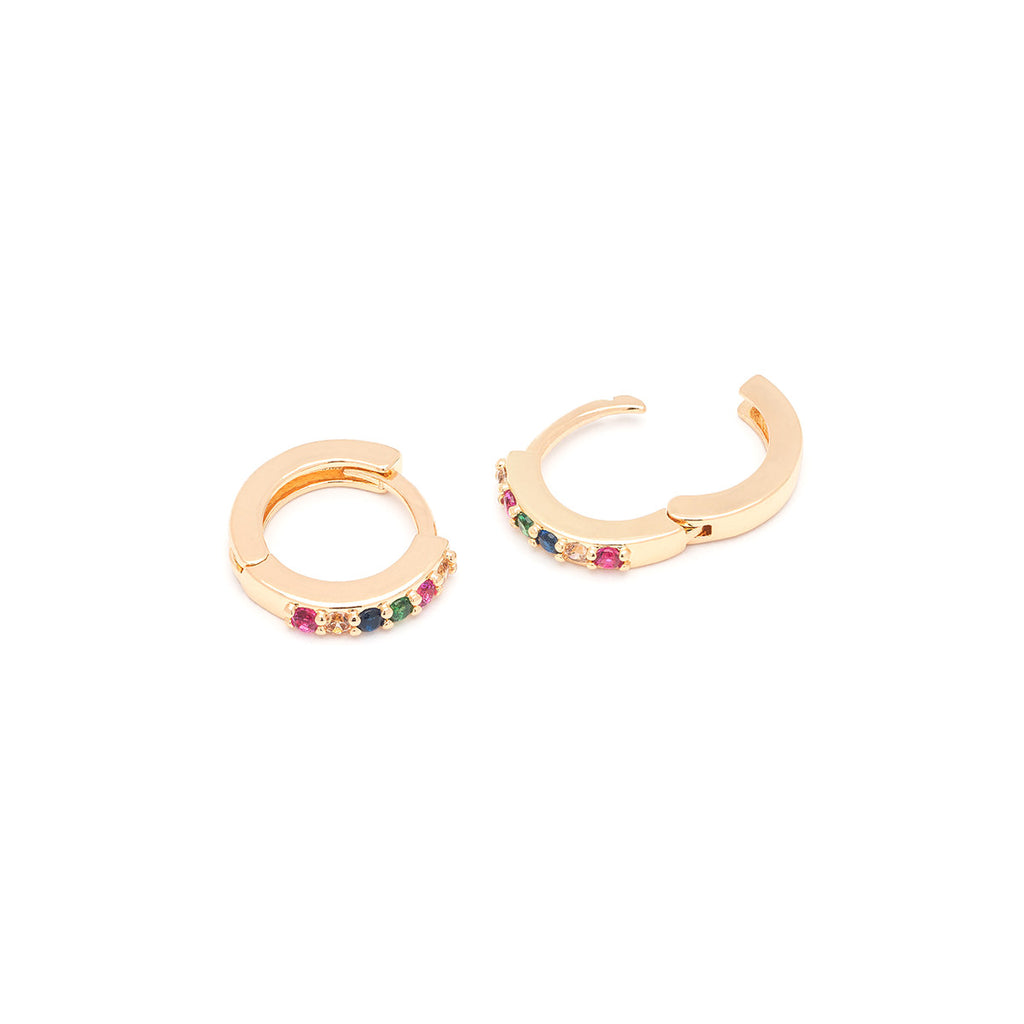 Rainbow Pave Small Huggie Hoops - Simply Whispers