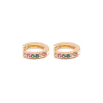 Rainbow Pave Small Huggie Hoops - Simply Whispers