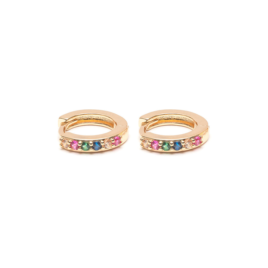Rainbow Pave Small Huggie Hoops - Simply Whispers