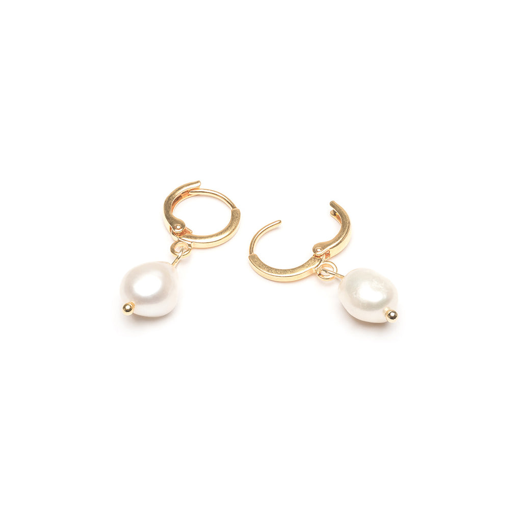 Pearl Drop Huggie Hoops - Simply Whispers