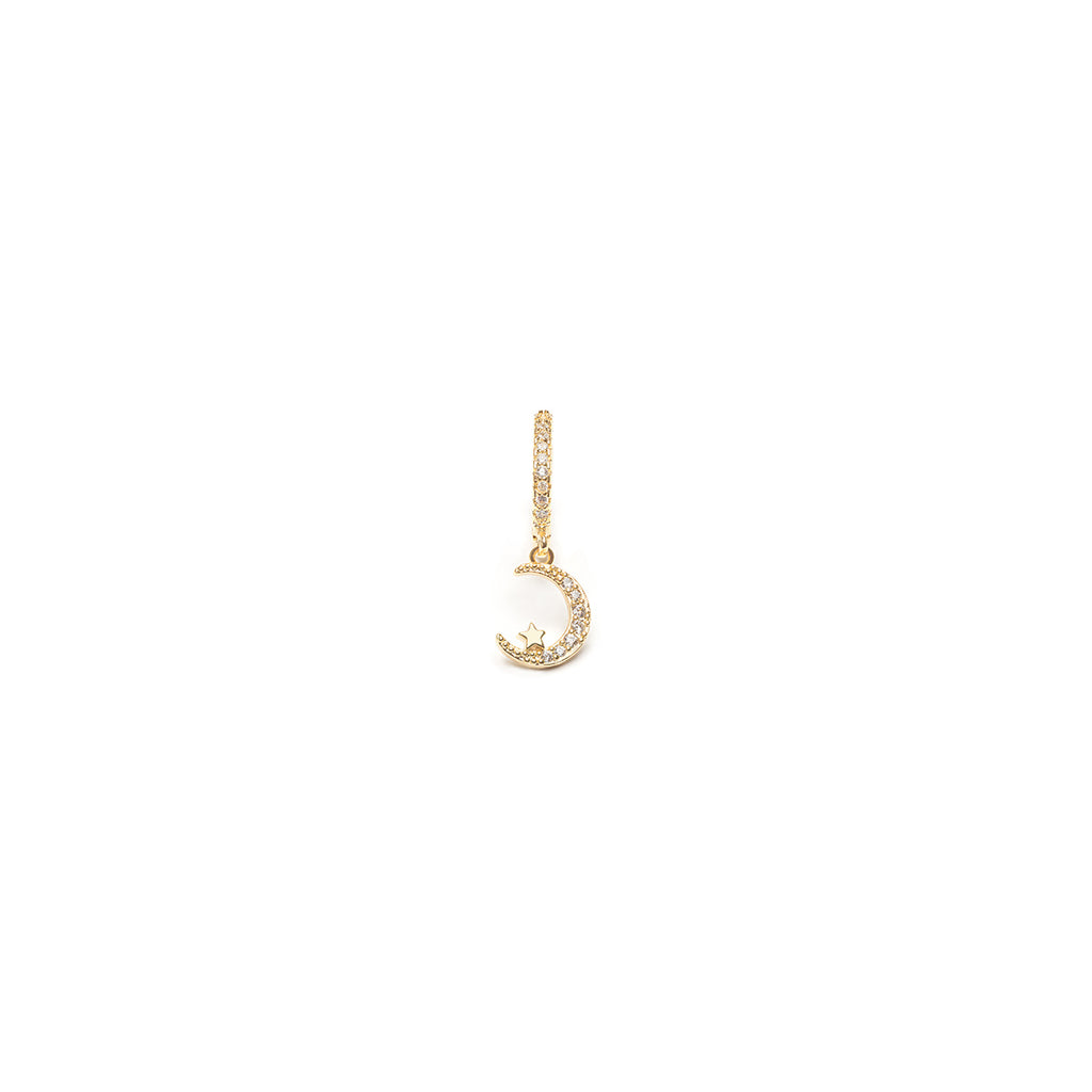 Moon charm single hoop earring - Simply Whispers