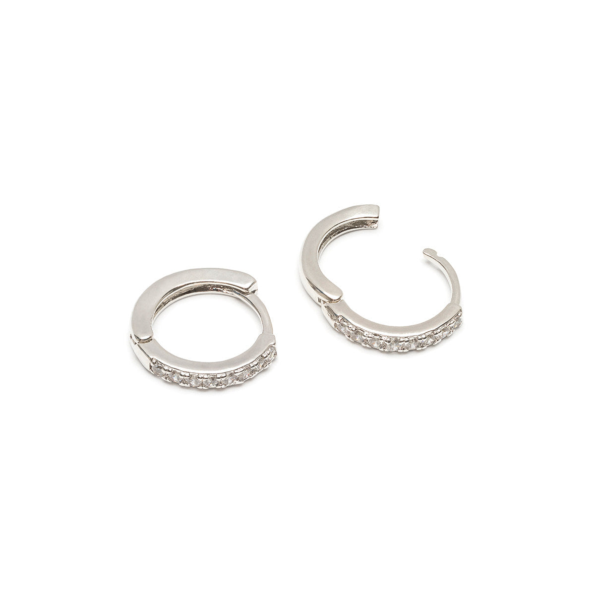White crystal huggie hoops - Simply Whispers