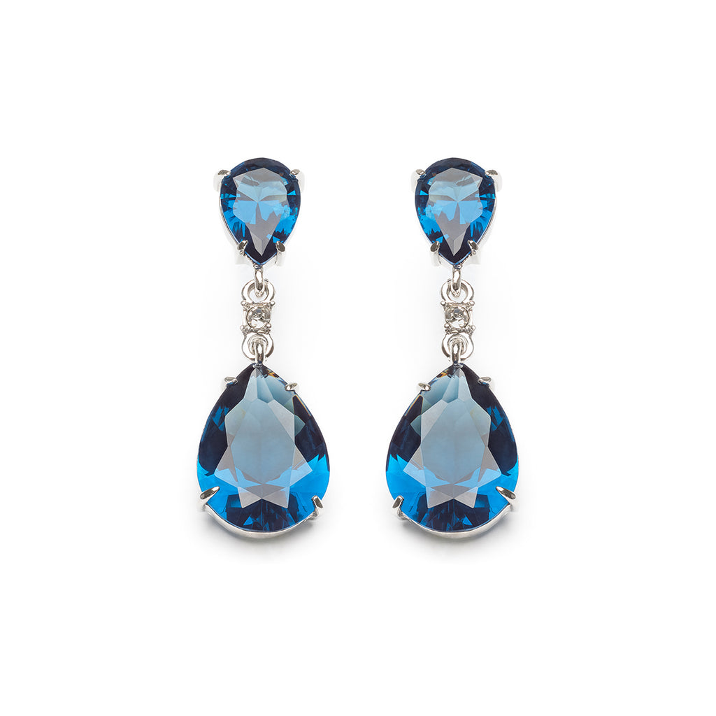 Blue Crystal Teardrop Earrings - Simply Whispers