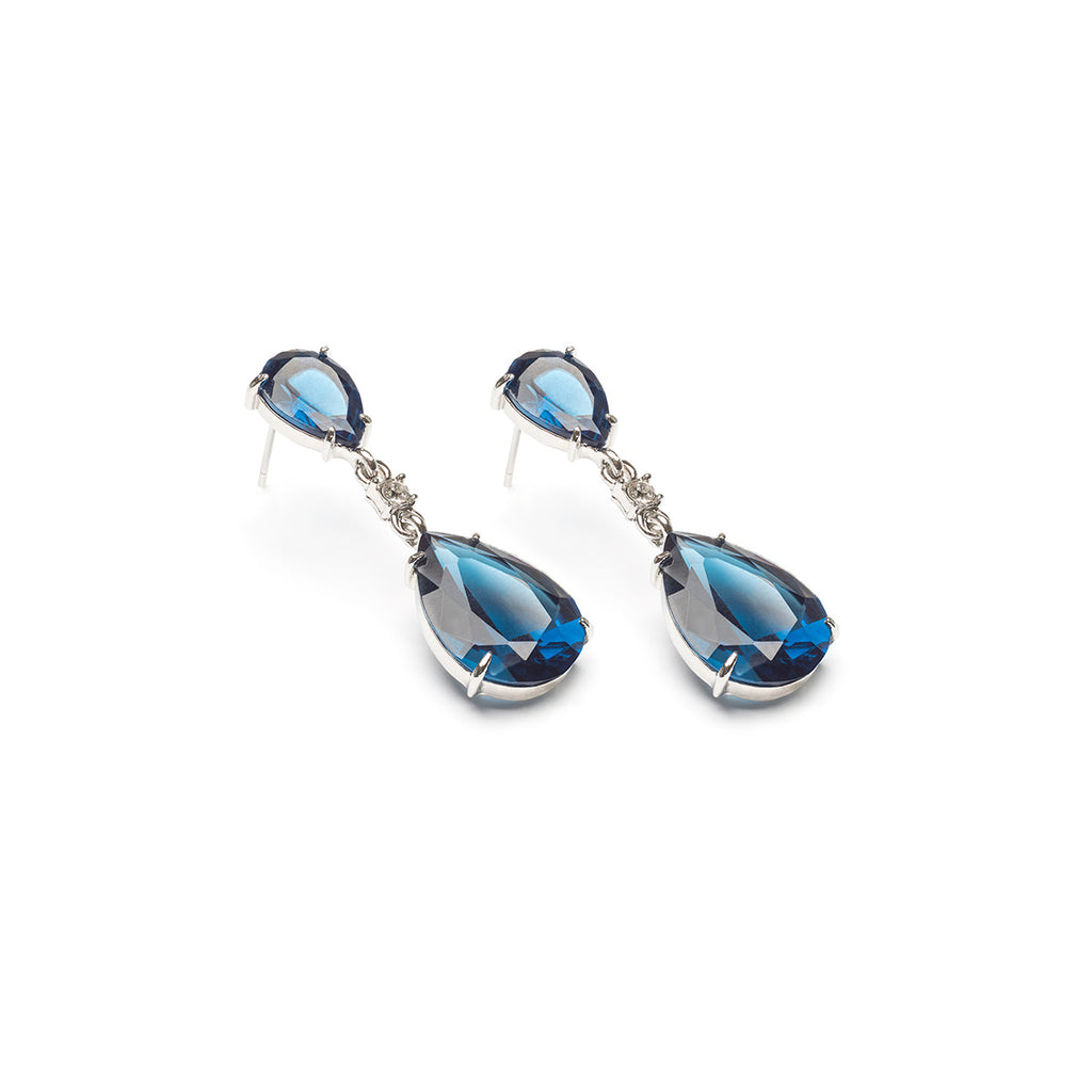 Blue Crystal Teardrop Earrings - Simply Whispers