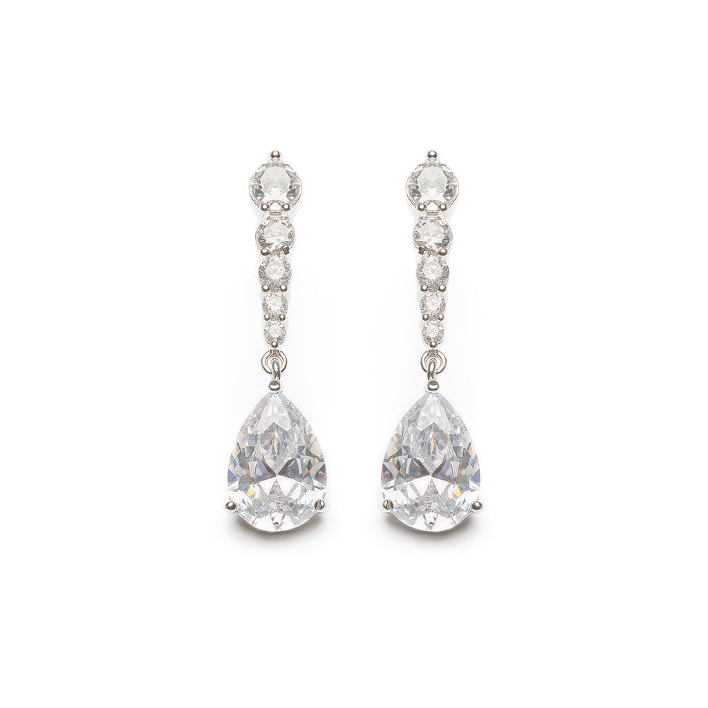 Silver white crystal drop earrings - Simply Whispers