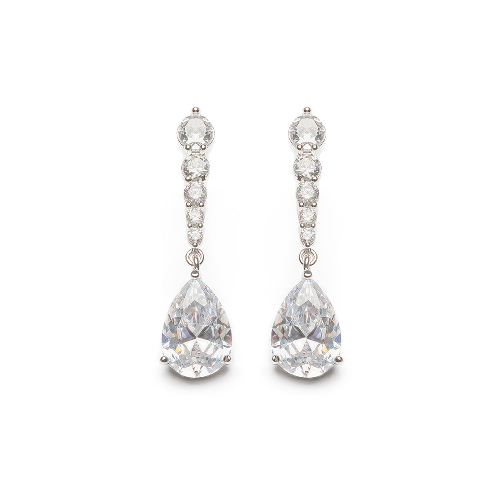 Silver white crystal drop earrings - Simply Whispers