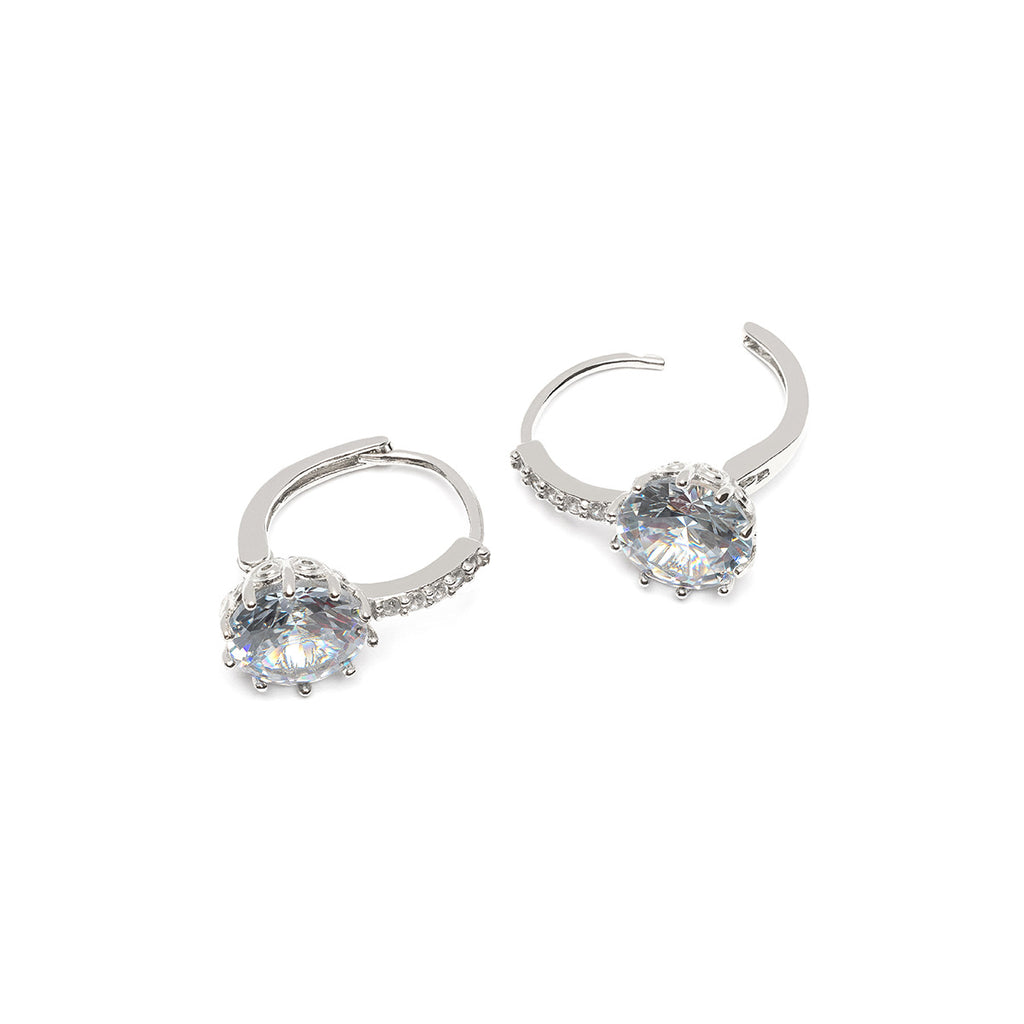 Silver round zirconia drop earrings - Simply Whispers