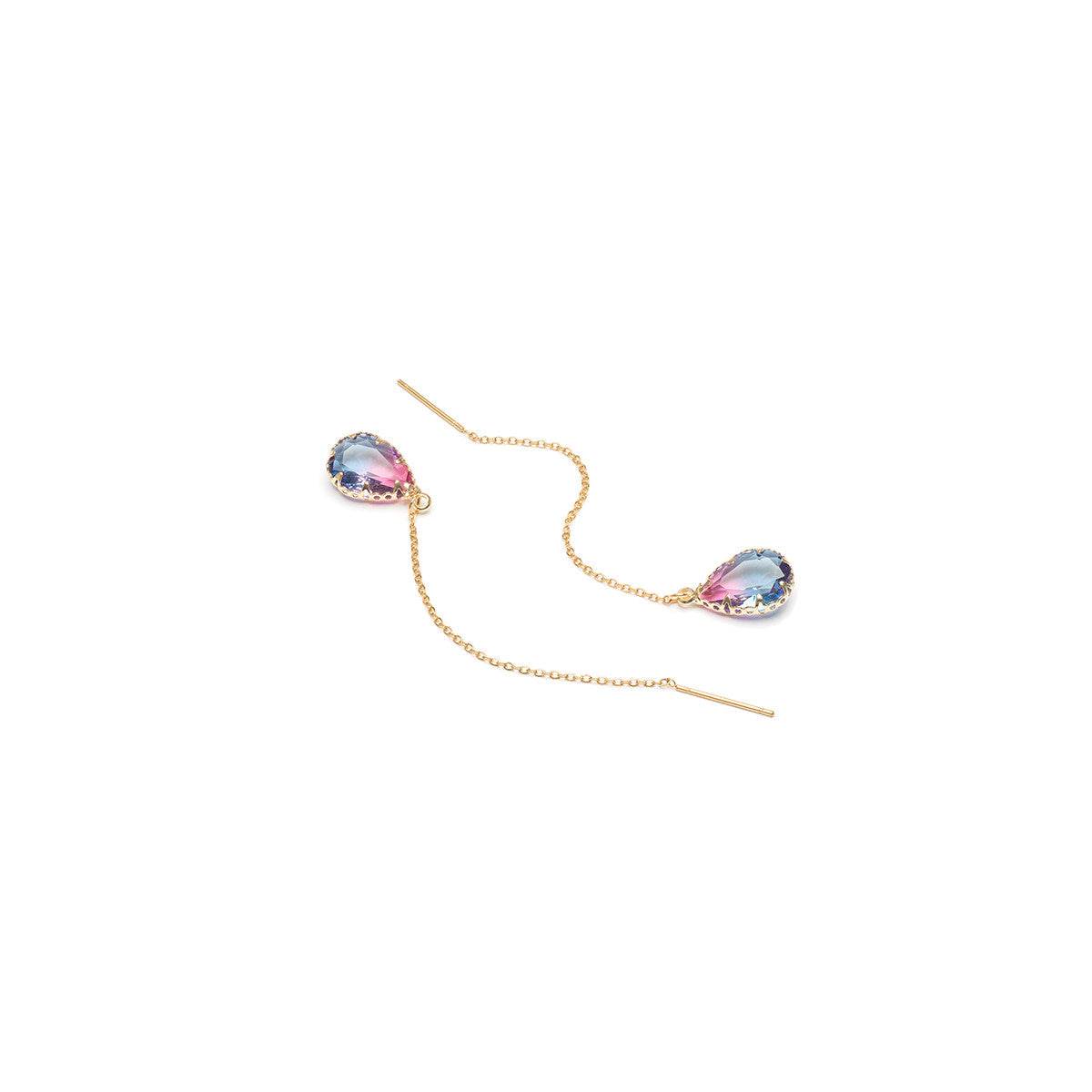 Threader pink and blue crystal drop earrings - Simply Whispers