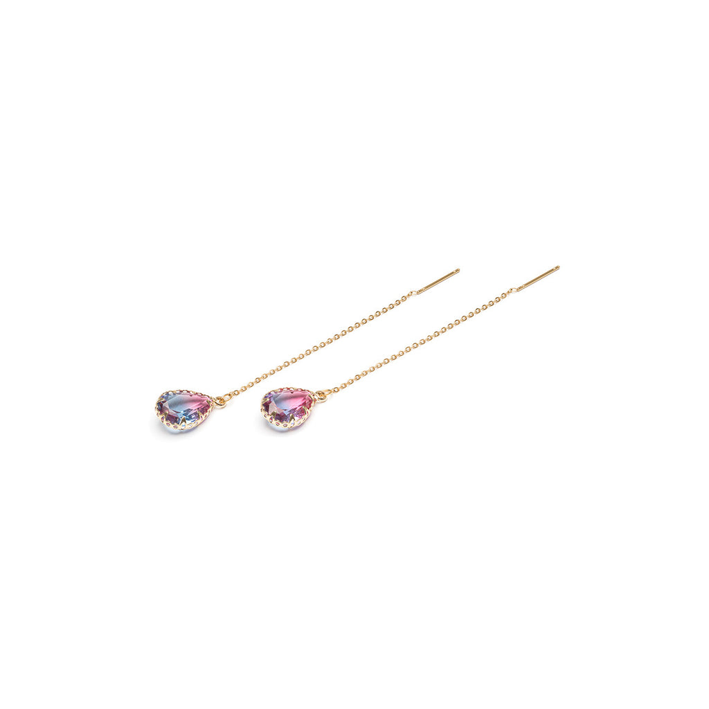 Threader pink and blue crystal drop earrings - Simply Whispers