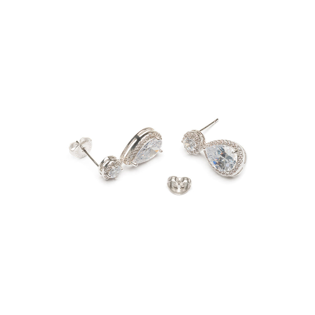 Silver white zirconia drop earrings - Simply Whispers