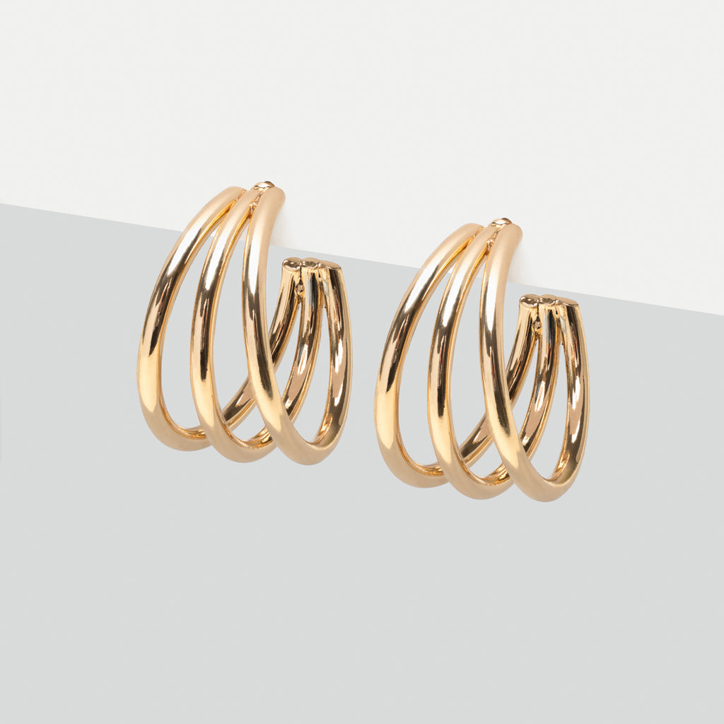 Gold Triple Hoop Earrings - Simply Whispers