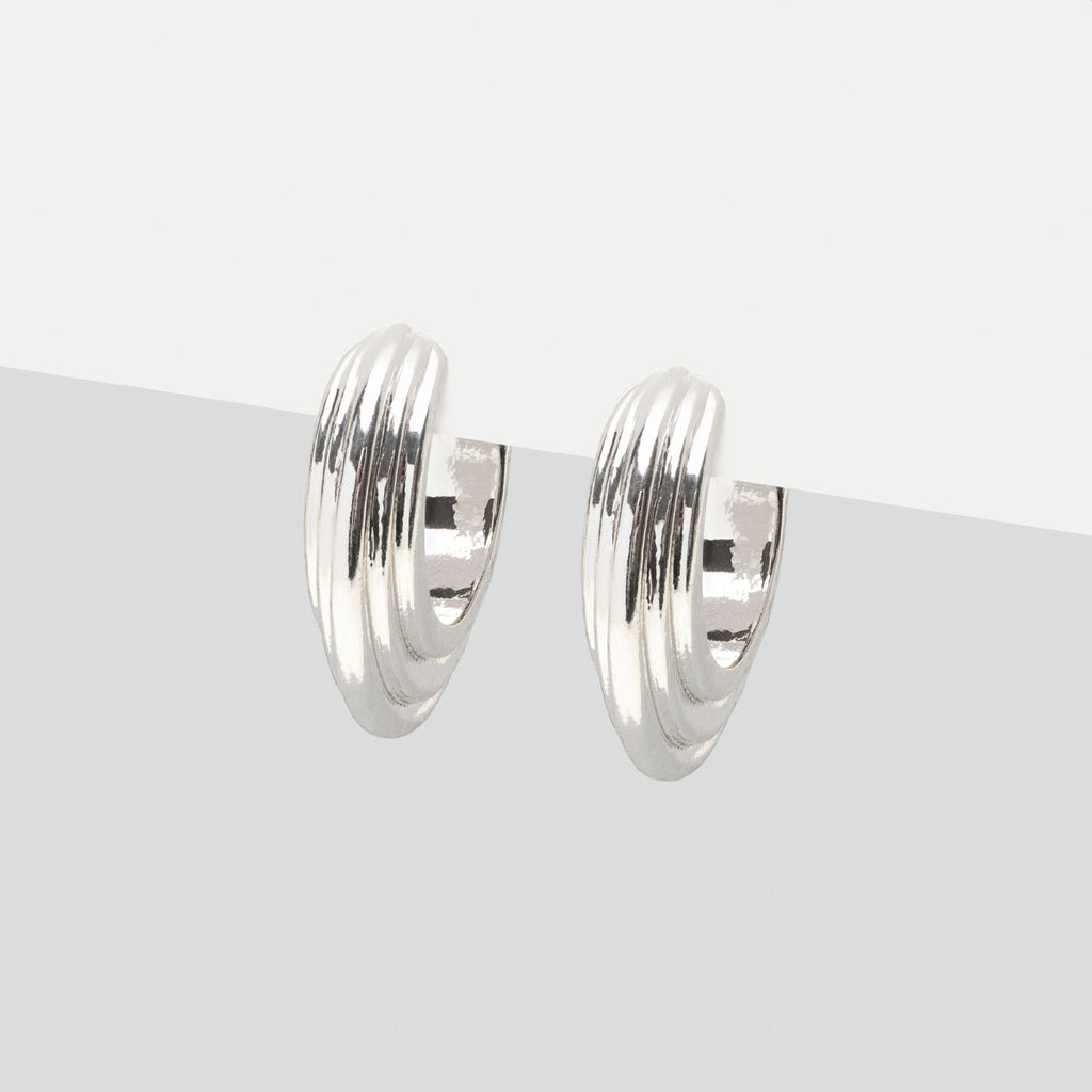 Silver Oval Chunky Hoop Earrings - Simply Whispers