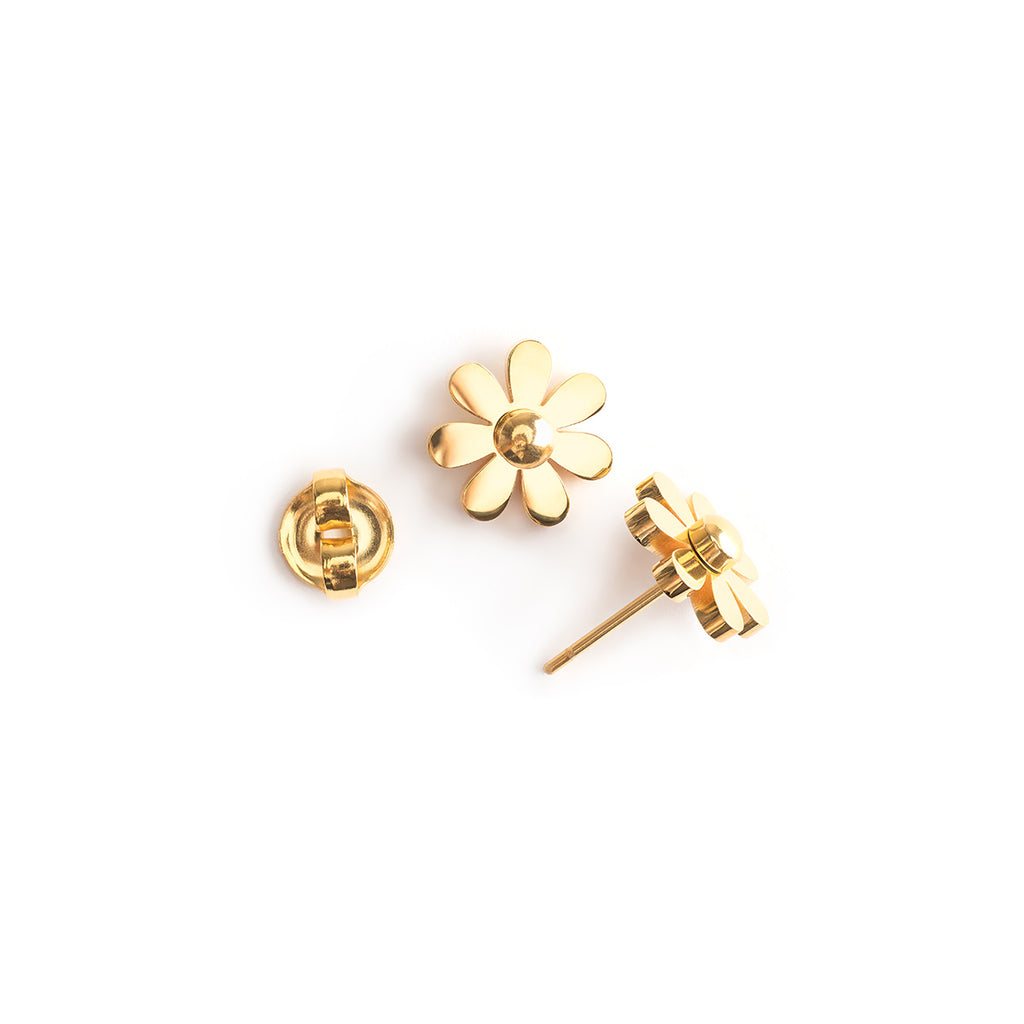 Gold Flower Stud Earrings - Simply Whispers