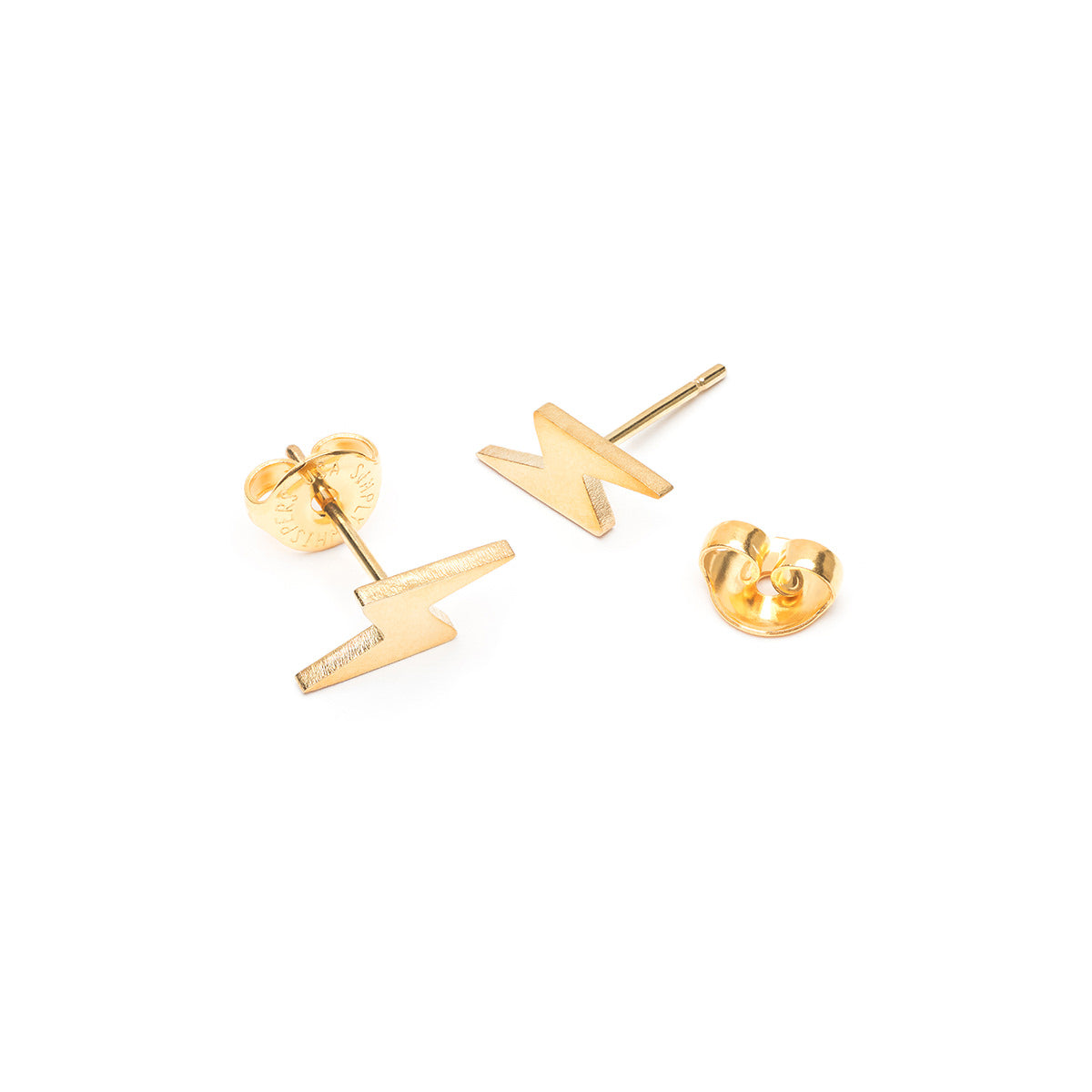 Gold Lightning Stud Earrings - Simply Whispers