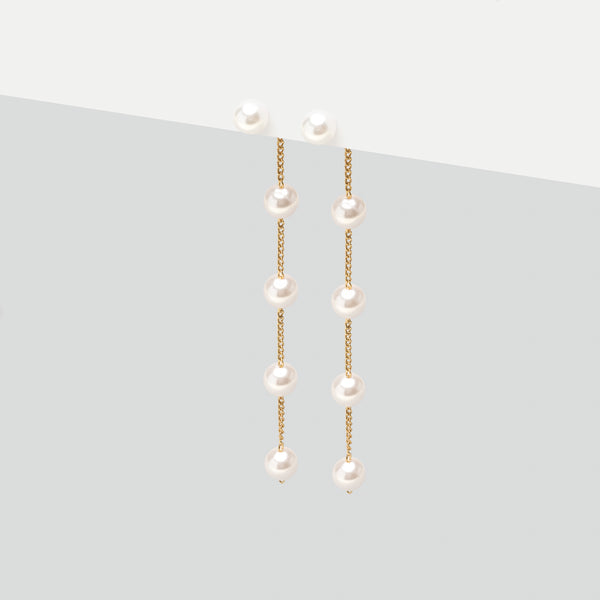 Gold Pearl Chain Dangle Earrings | Simply Whispers