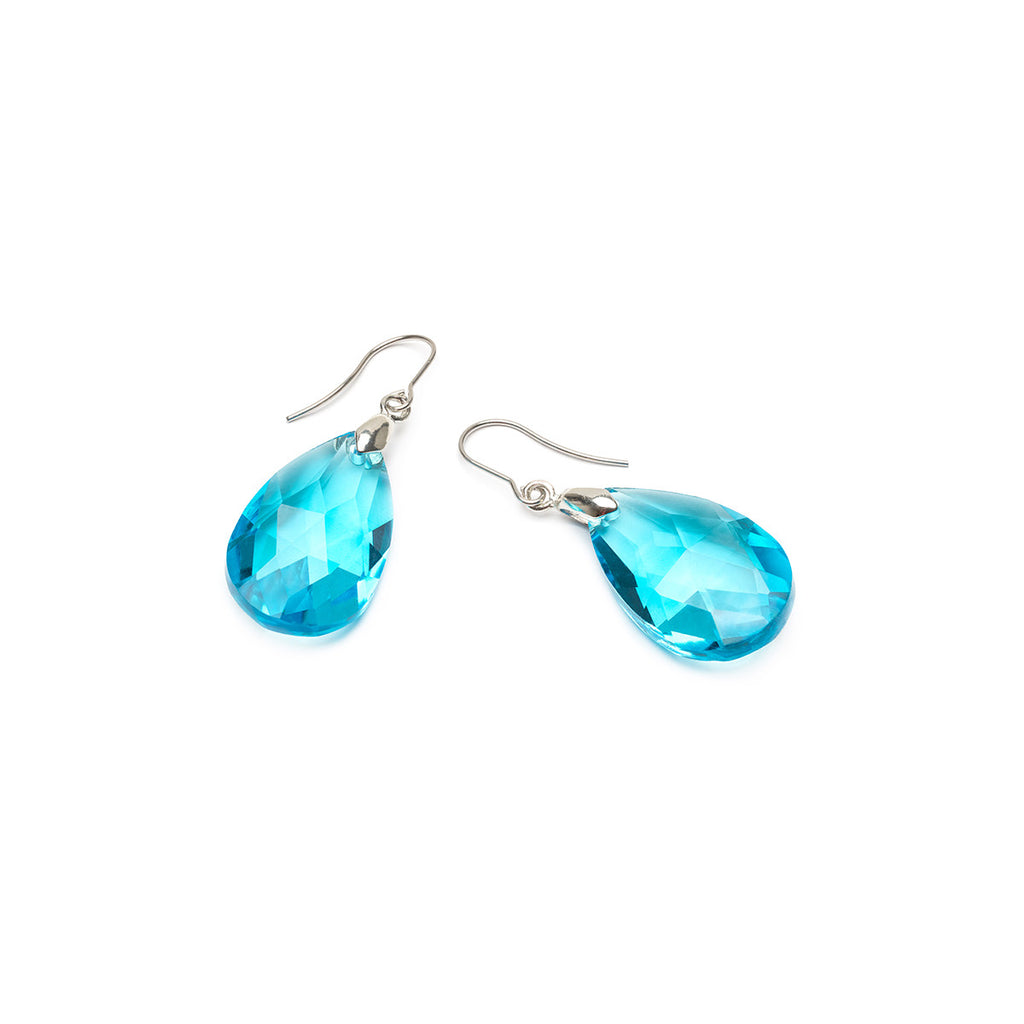 Stainless steel aqua teardrop french hook earrings - Simply Whispers