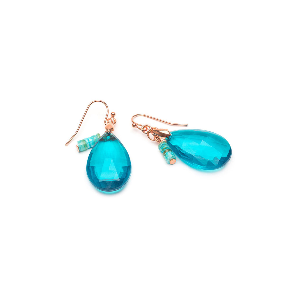 Rose gold turquoise drop french hook earrings - Simply Whispers