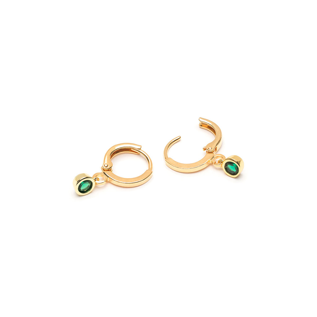 Green Crystal Drop Huggie Hoops - Simply Whispers