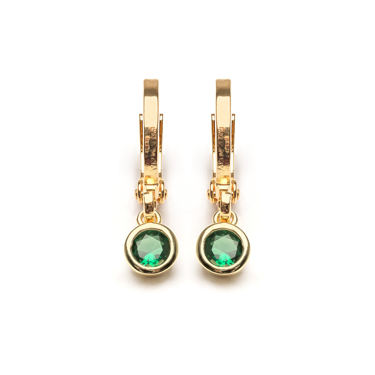 Green Crystal Drop Huggie Hoops - Simply Whispers