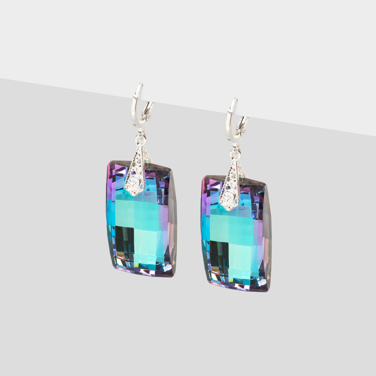 Purple & Blue Crystal Earrings Simply Whispers