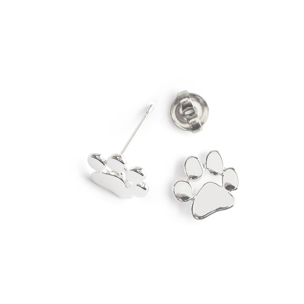 Silver Paw Print Stud Earrings - Simply Whispers