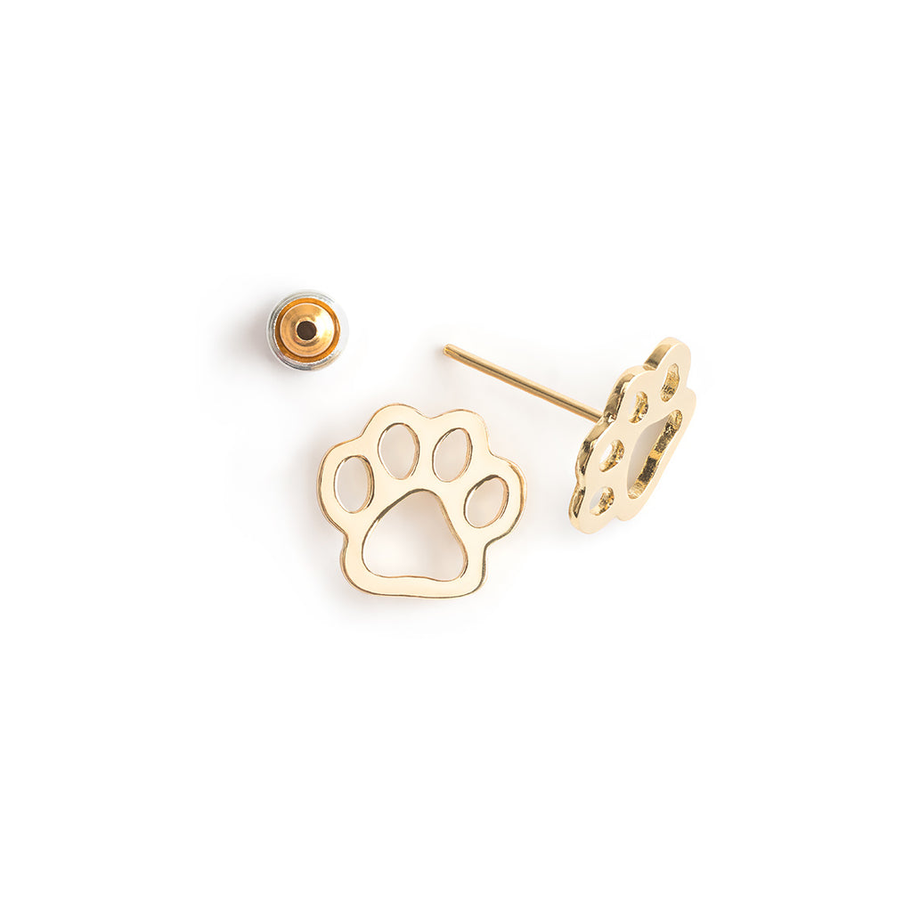 Gold Paw Print Stud Earrings - Simply Whispers