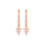 Rose Gold Pave Cross Hoops - Simply Whispers
