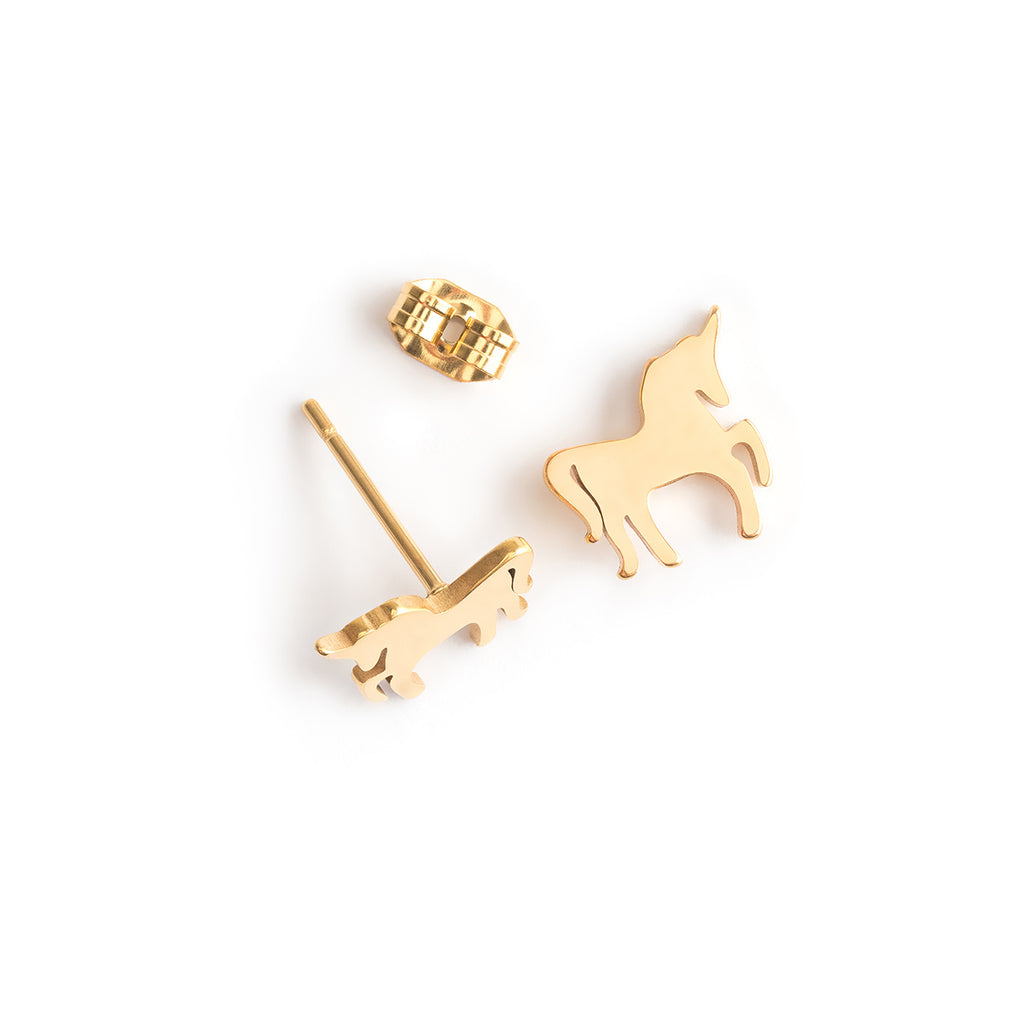 Gold Unicorn Stud Earrings - Simply Whispers