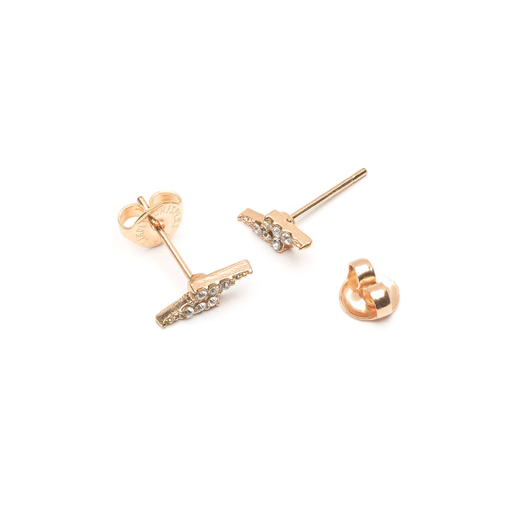 Gold crystal lightning bolt stud earrings - Simply Whispers