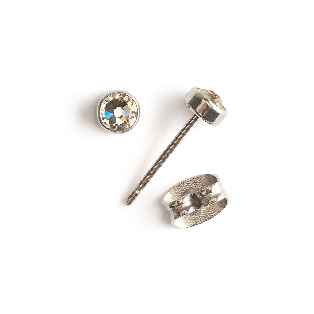 Crystal bezel titanium stud earrings - Simply Whispers