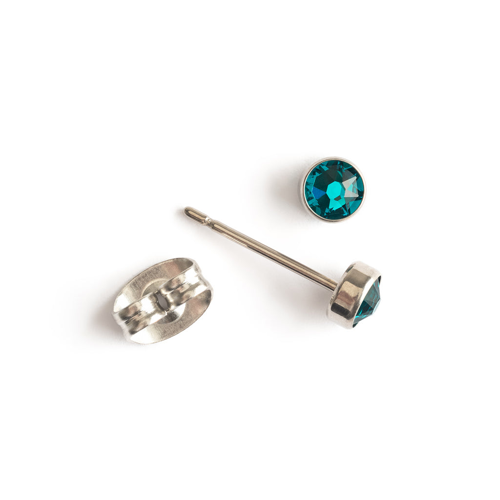 Turquoise bezel titanium stud earrings - Simply Whispers