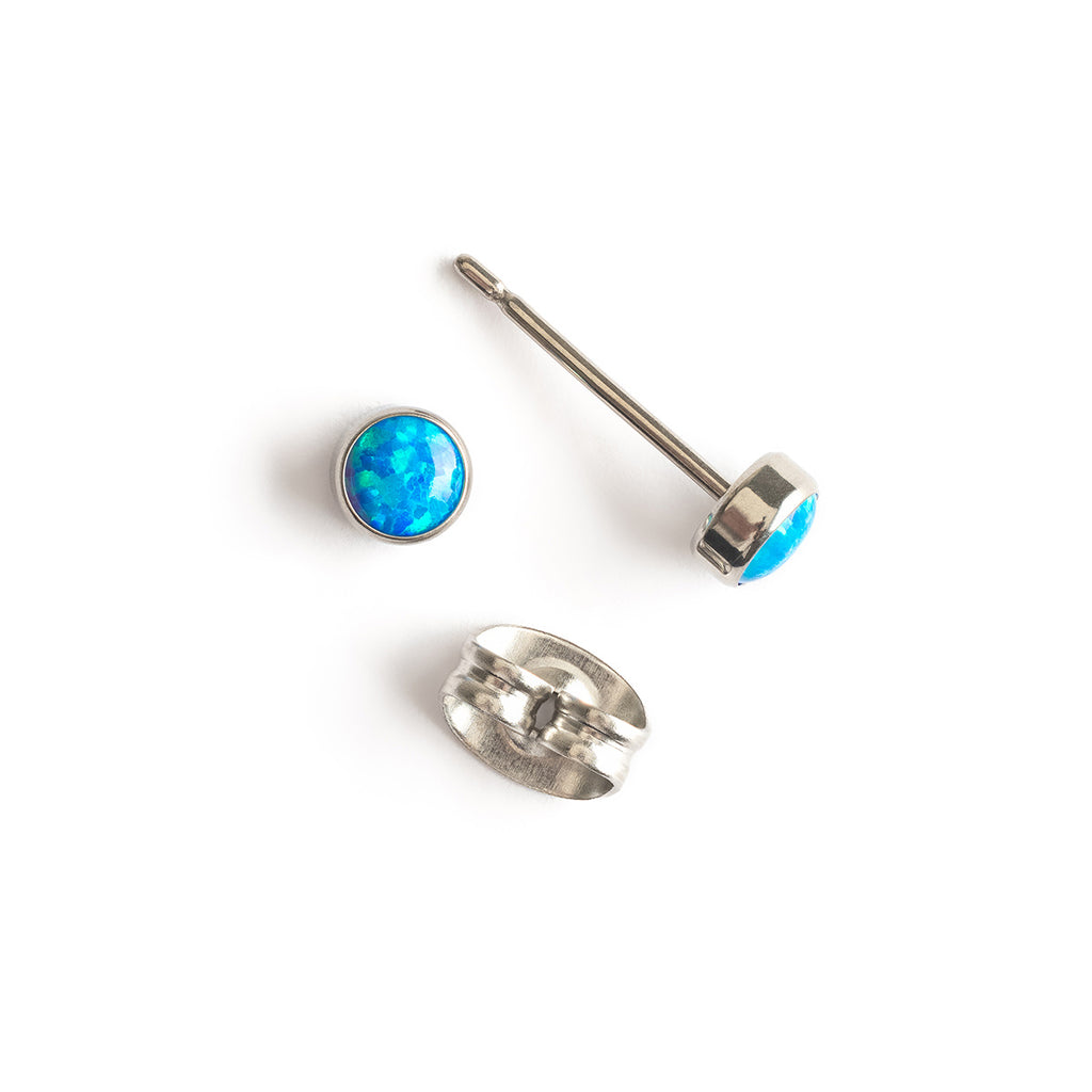 Blue opal titanium stud earrings - Simply Whispers