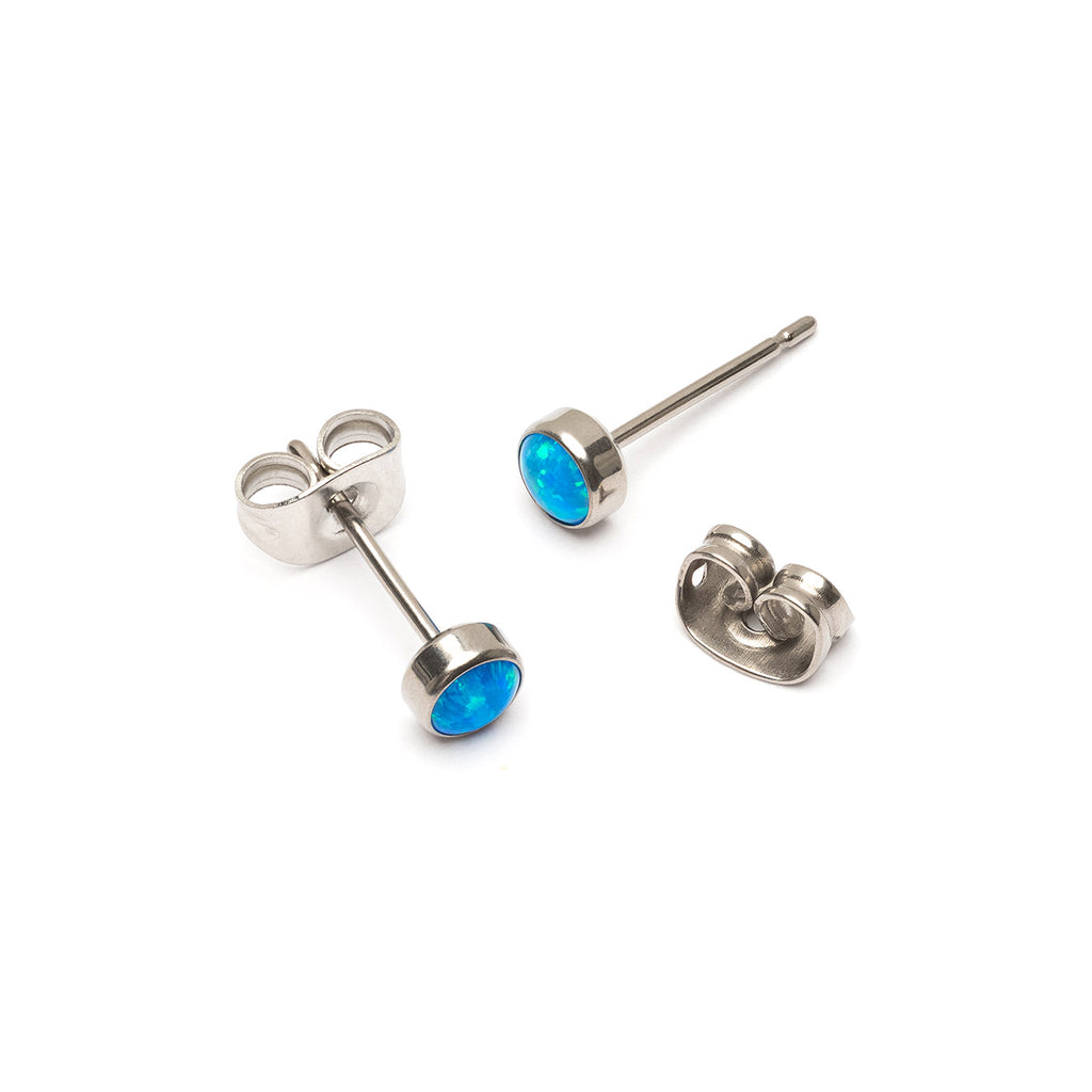Blue opal titanium stud earrings - Simply Whispers