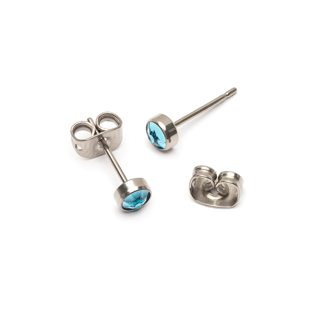 Light blue titanium stud earrings - Simply Whispers