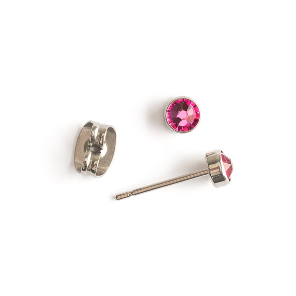 Pink Crystal Titanium Stud Earrings | Simply Whispers