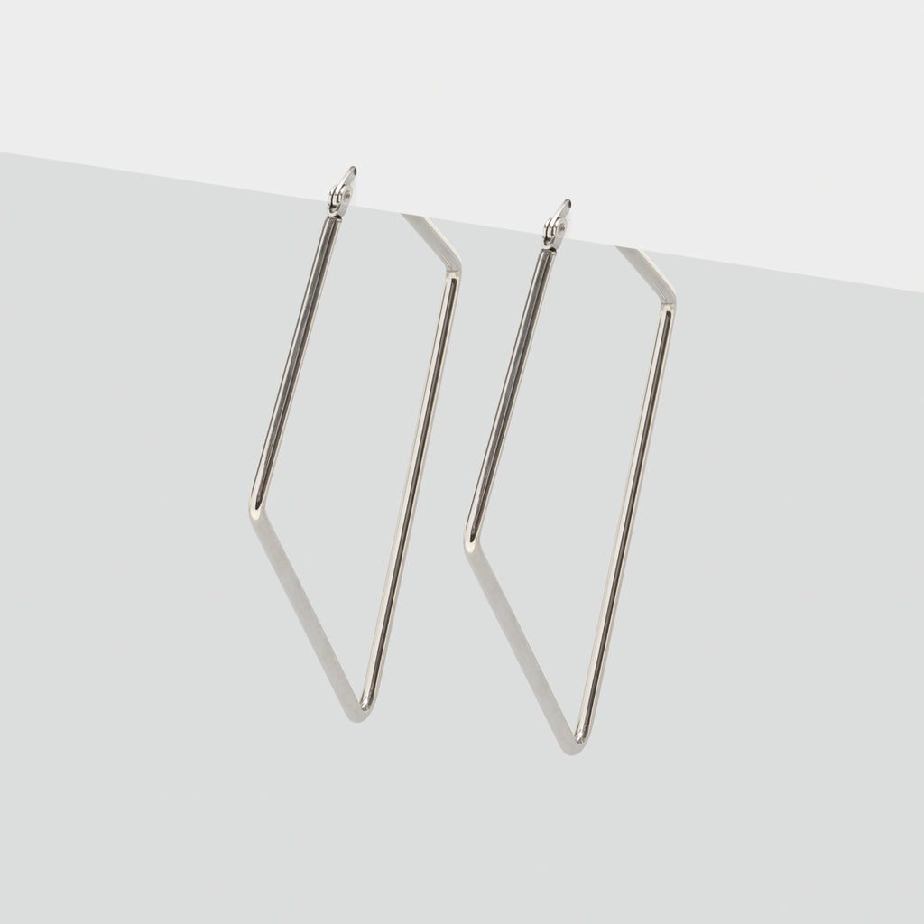 Silver rhombus oversized hoop earrings - Simply Whispers