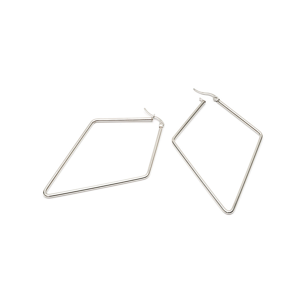Silver rhombus oversized hoop earrings - Simply Whispers