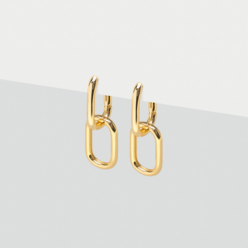 Gold Double Paperclip Hoop Earrings - Simply Whispers