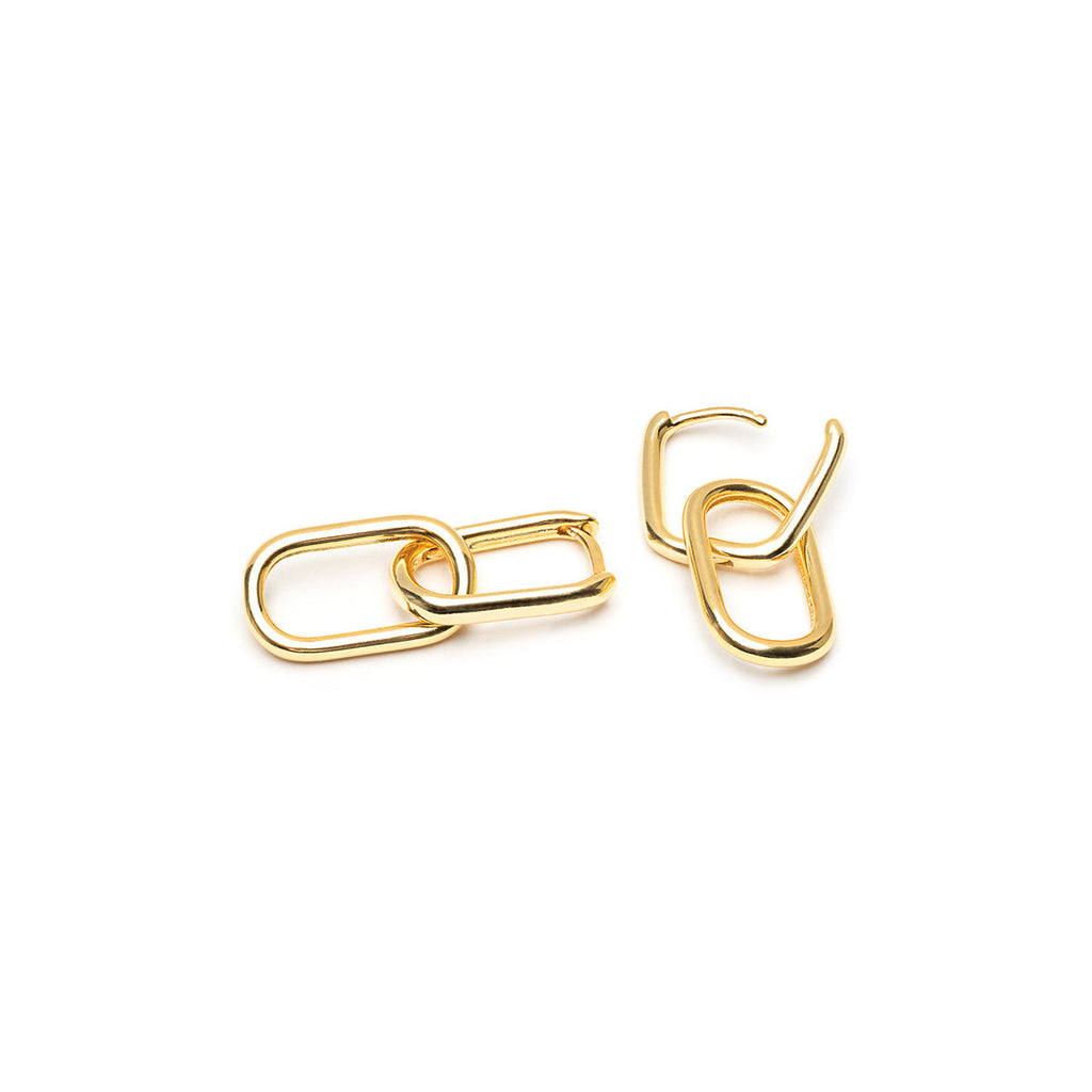 Gold Double Paperclip Hoop Earrings - Simply Whispers