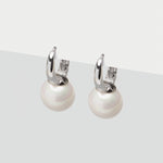 Oversized Pearl Silver Hoop Earrings - Simply Whispers