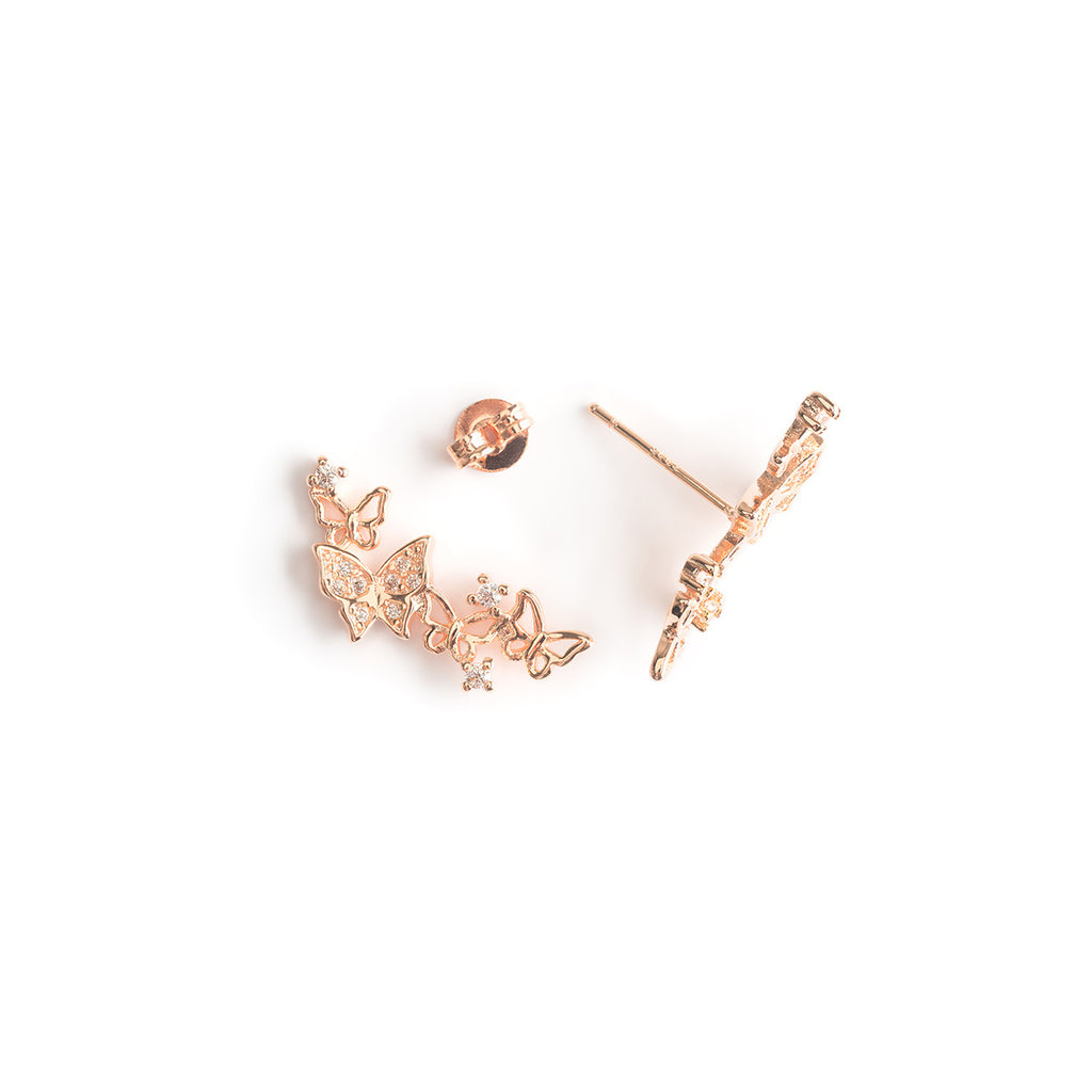 Zirconia butterfly rose gold plated ear climber - Simply Whispers