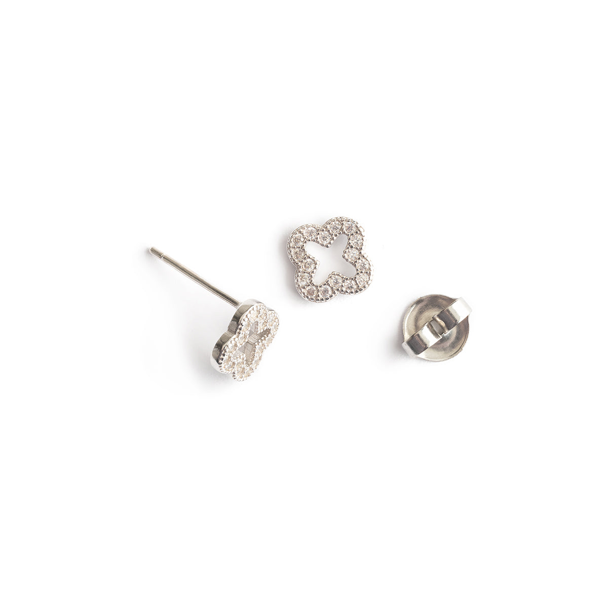 Zirconia open clover stud earrings - Simply Whispers