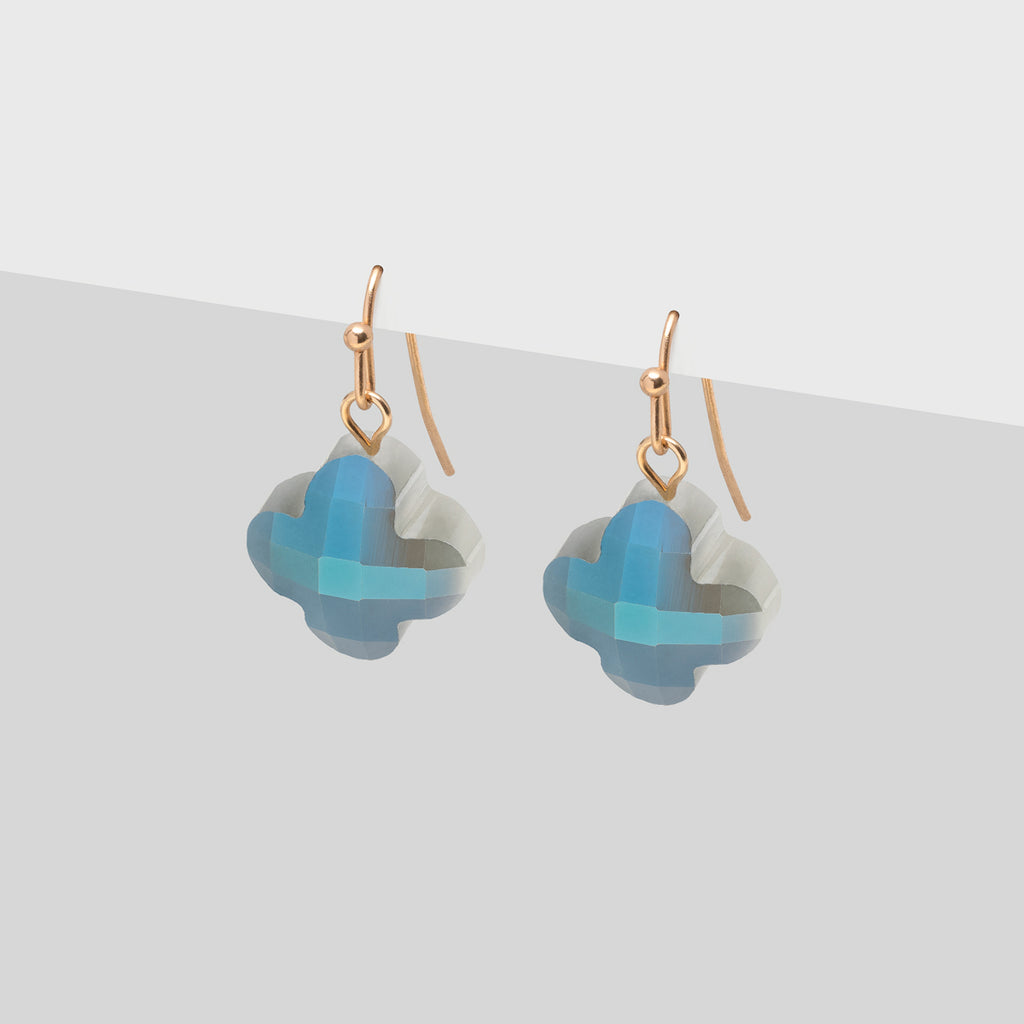 Blue shadows clover french hook earrings - Simply Whispers