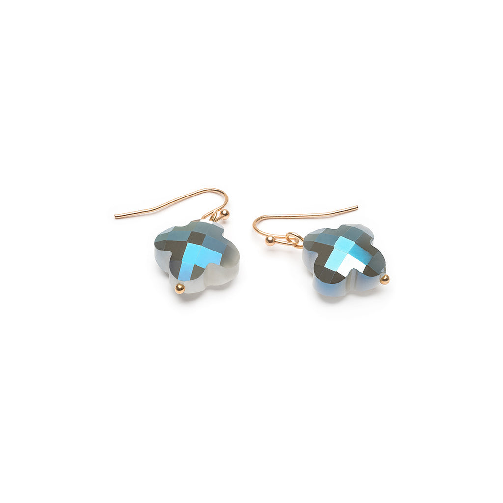 Blue shadows clover french hook earrings - Simply Whispers