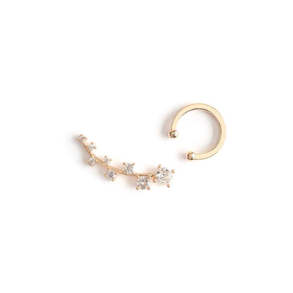 Gold ear cuff and crystal ear climber set - Simply Whispers