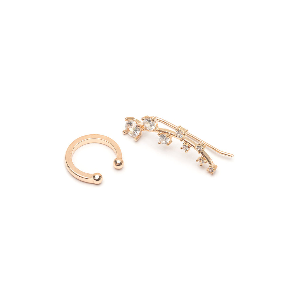 Gold ear cuff and crystal ear climber set - Simply Whispers