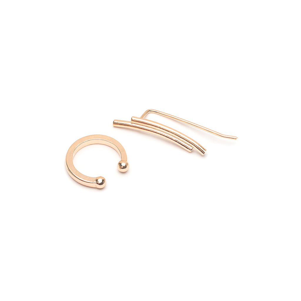 Gold ear cuff and double ear climber set - Simply Whispers