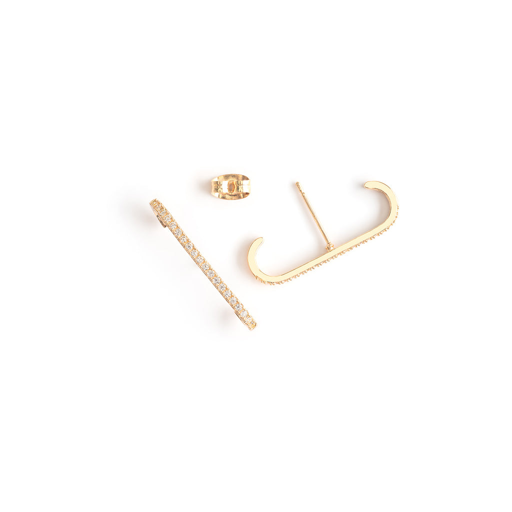 Gold crystal ear wrap stud earrings - Simply Whispers