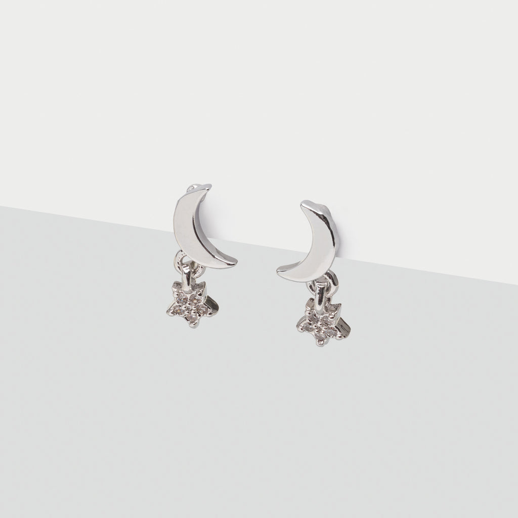 Dangling Moon Crystal Stud Earrings - Simply Whispers