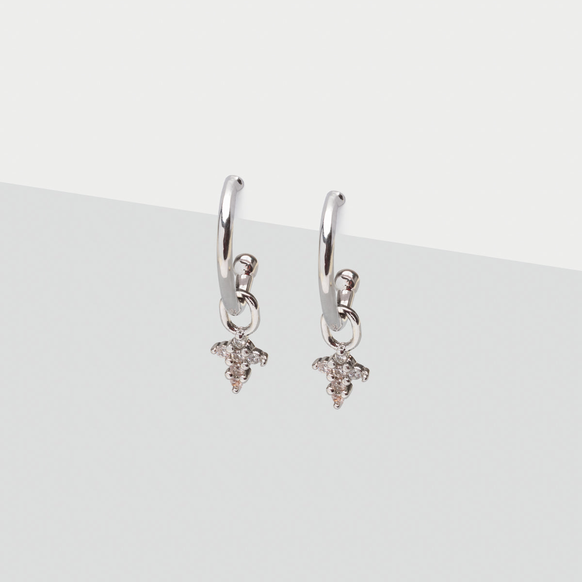 Crystal Cross Half Hoop Earrings - Simply Whispers